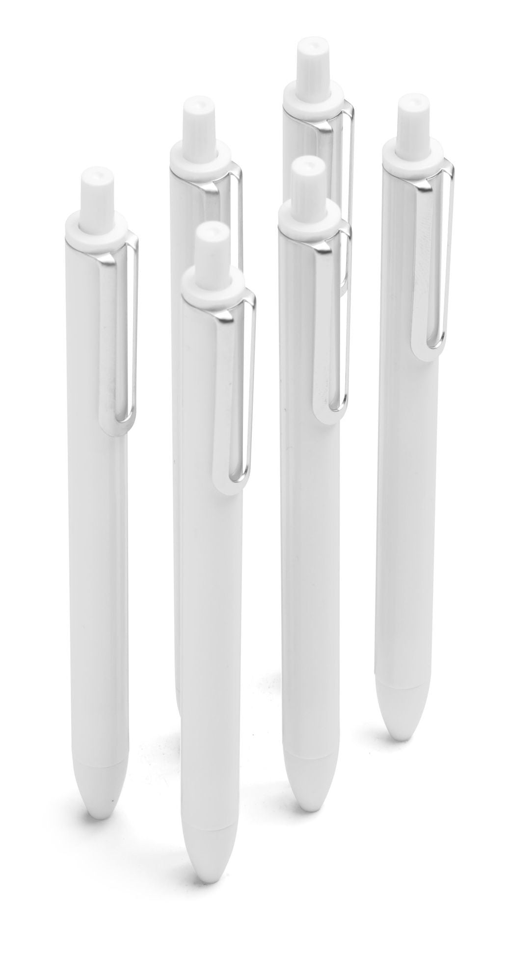 White Retractable Gel Luxe Pens With Black Ink, Set of 6
