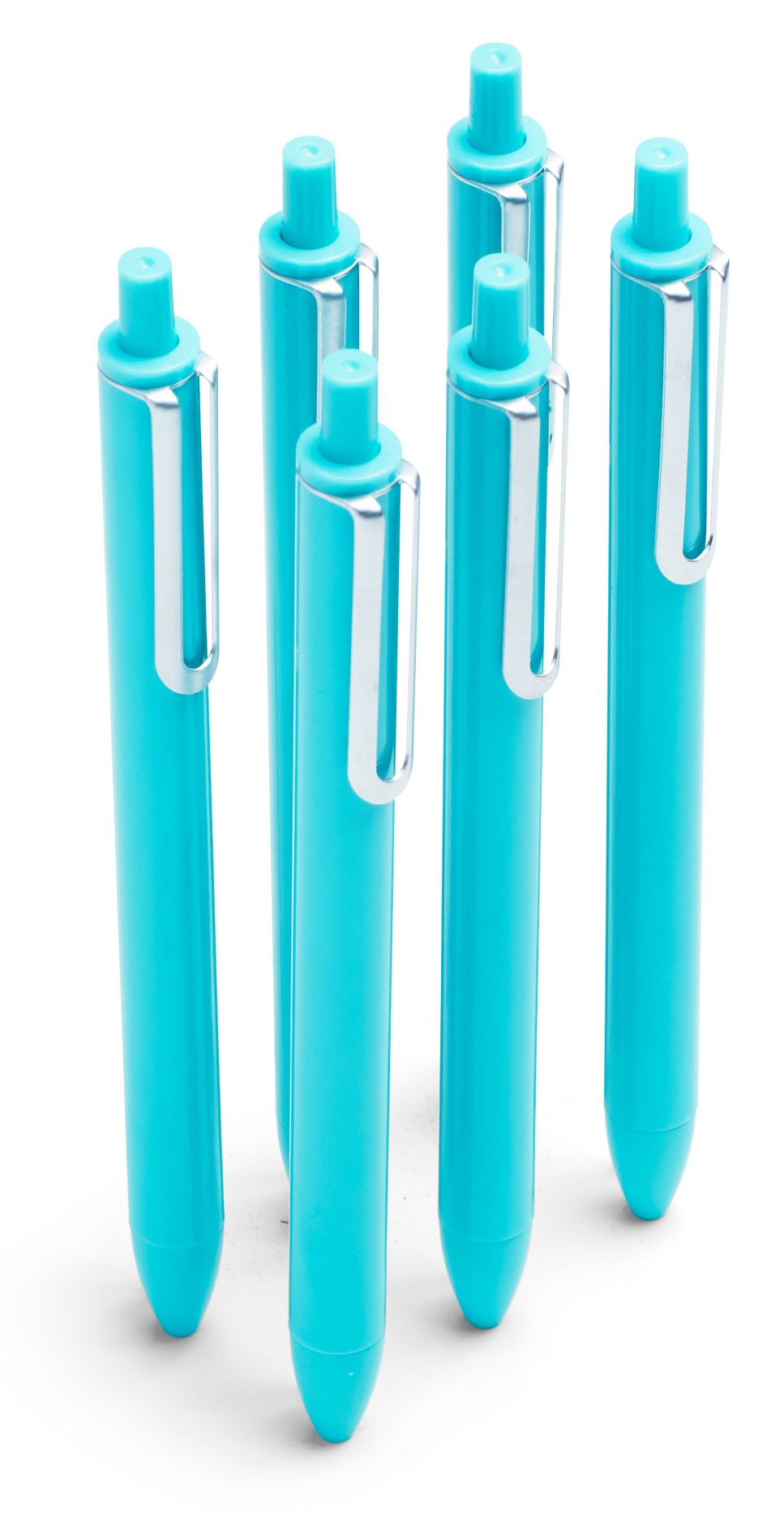 Aqua Retractable Gel Luxe Pens With Blue Ink, Set of 6