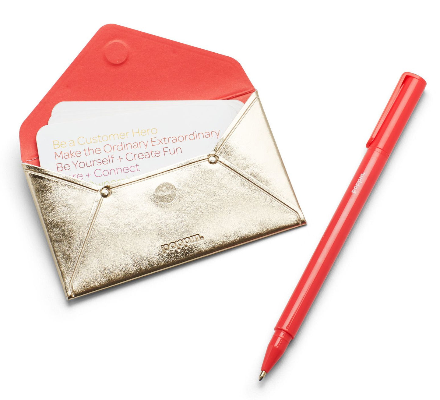 Poppin Gold Metallic Business Card Holder