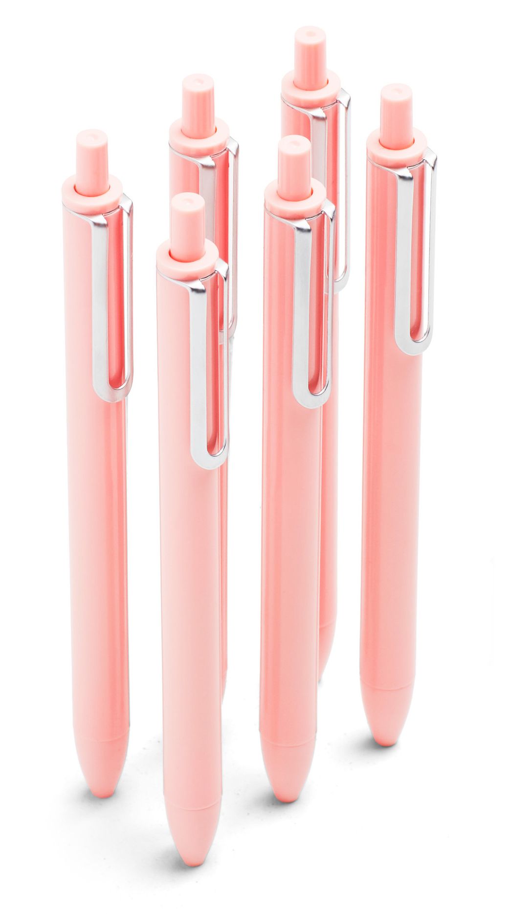 Blush Retractable Gel Luxe Pens With Black Ink, Set of 6