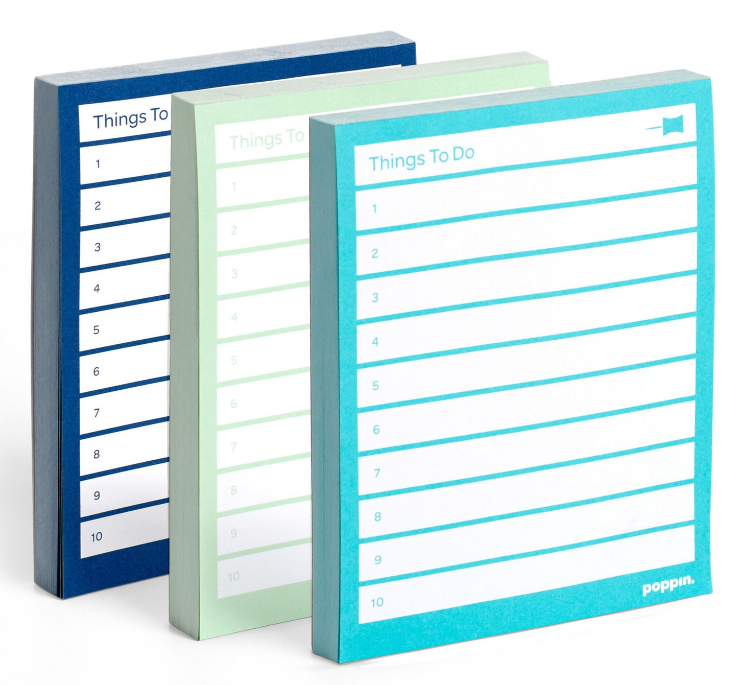 Assorted Task Pads, Set of 3, Aqua/Mint/Navy
