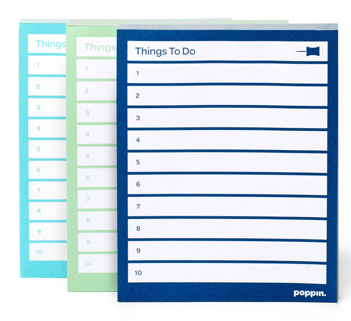 Assorted Task Pads, Set of 3, Aqua/Mint/Navy