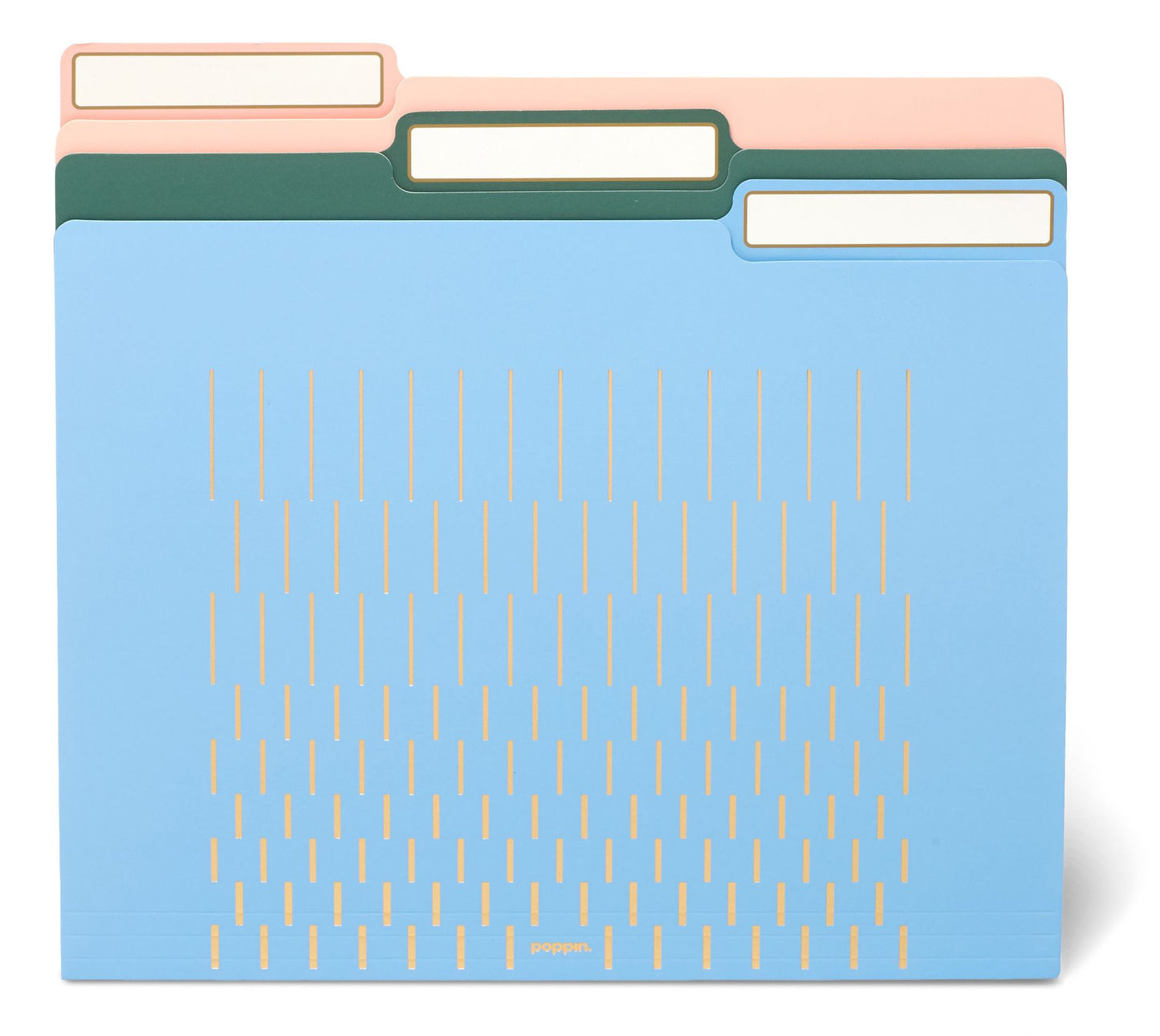 Pastels Assorted File Folders with Gold Print, Set of 6
