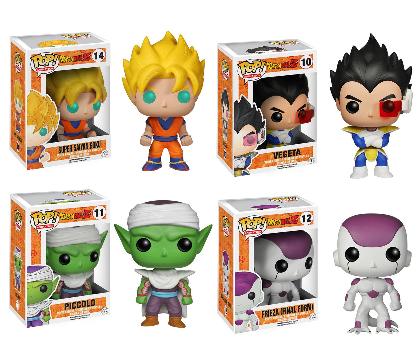 Funko Dragonball Z POP! Anime Vinyl Collectors Set: Super Saiyan Goku, Vegeta, Piccolo, Final Form Frieza