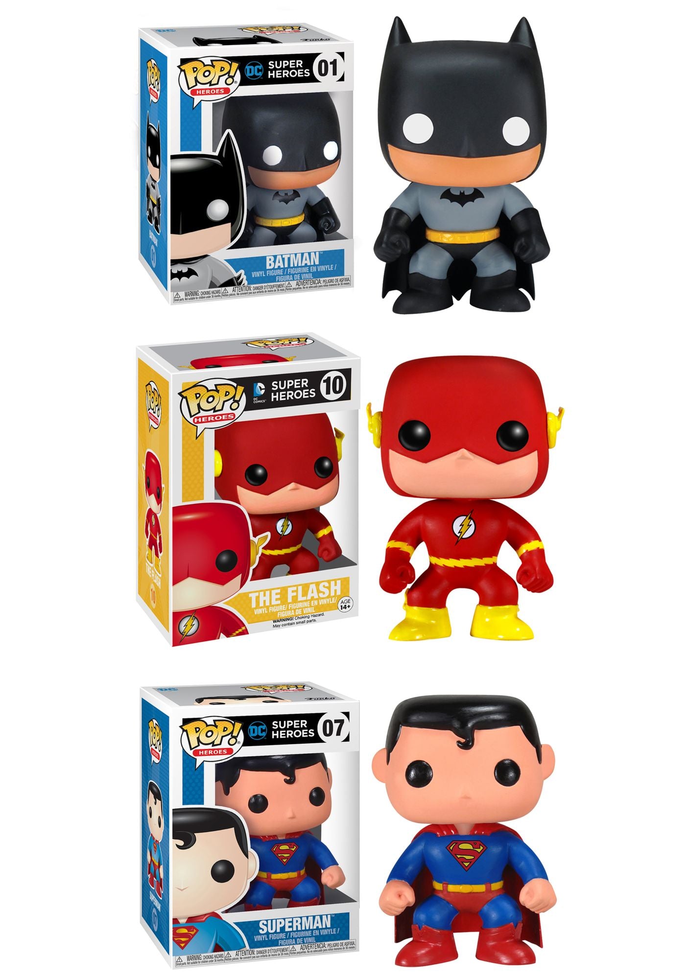 Funko DC Universe POP! Heroes Vinyl Collectors Set: Batman, Superman, and Flash