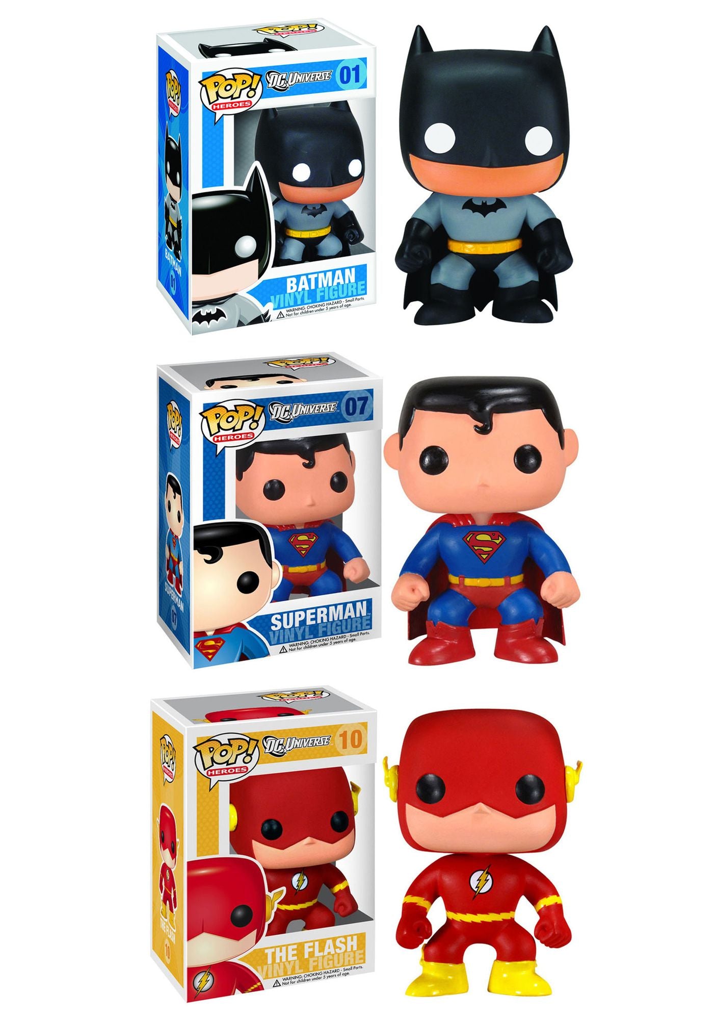 Funko DC Universe POP! Heroes Vinyl Collectors Set: Batman, Superman, and Flash