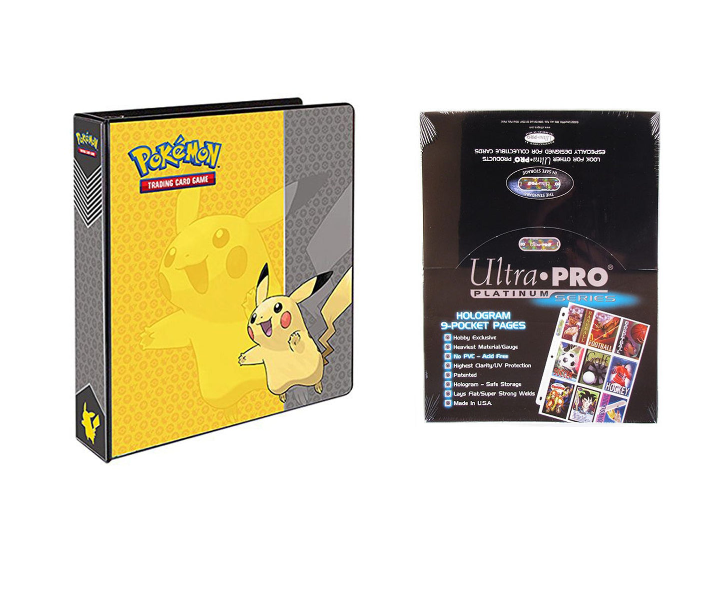 Ultra Pro Pok¿mon Pikachu 2" 3-Ring Binder Card Album with 100 Ultra Pro Platinum 9-Pocket Sheets