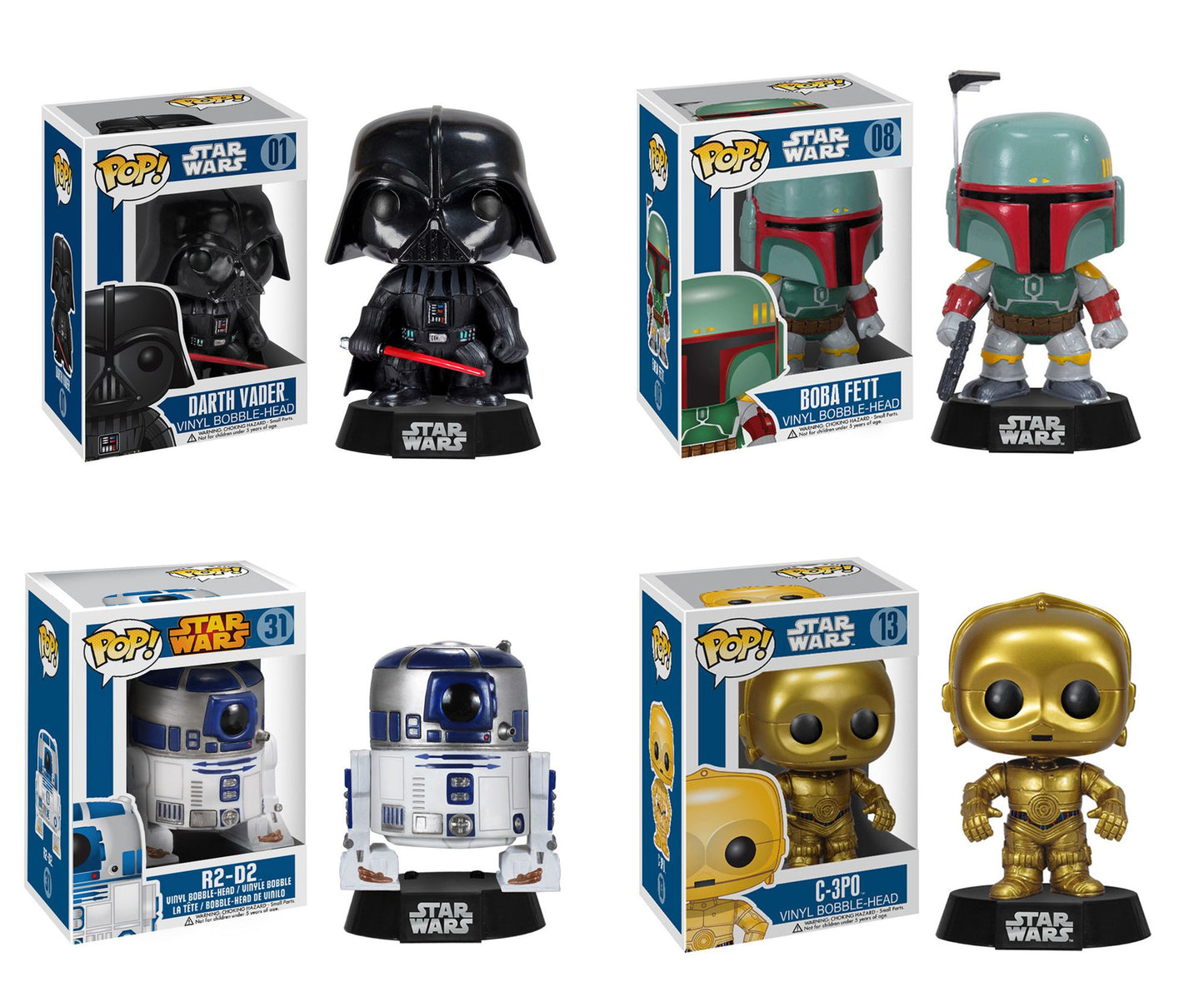 Funko Star Wars POP! Vinyl Collectors Set: Darth Vader, Boba Fett, R2-D2, C-3PO
