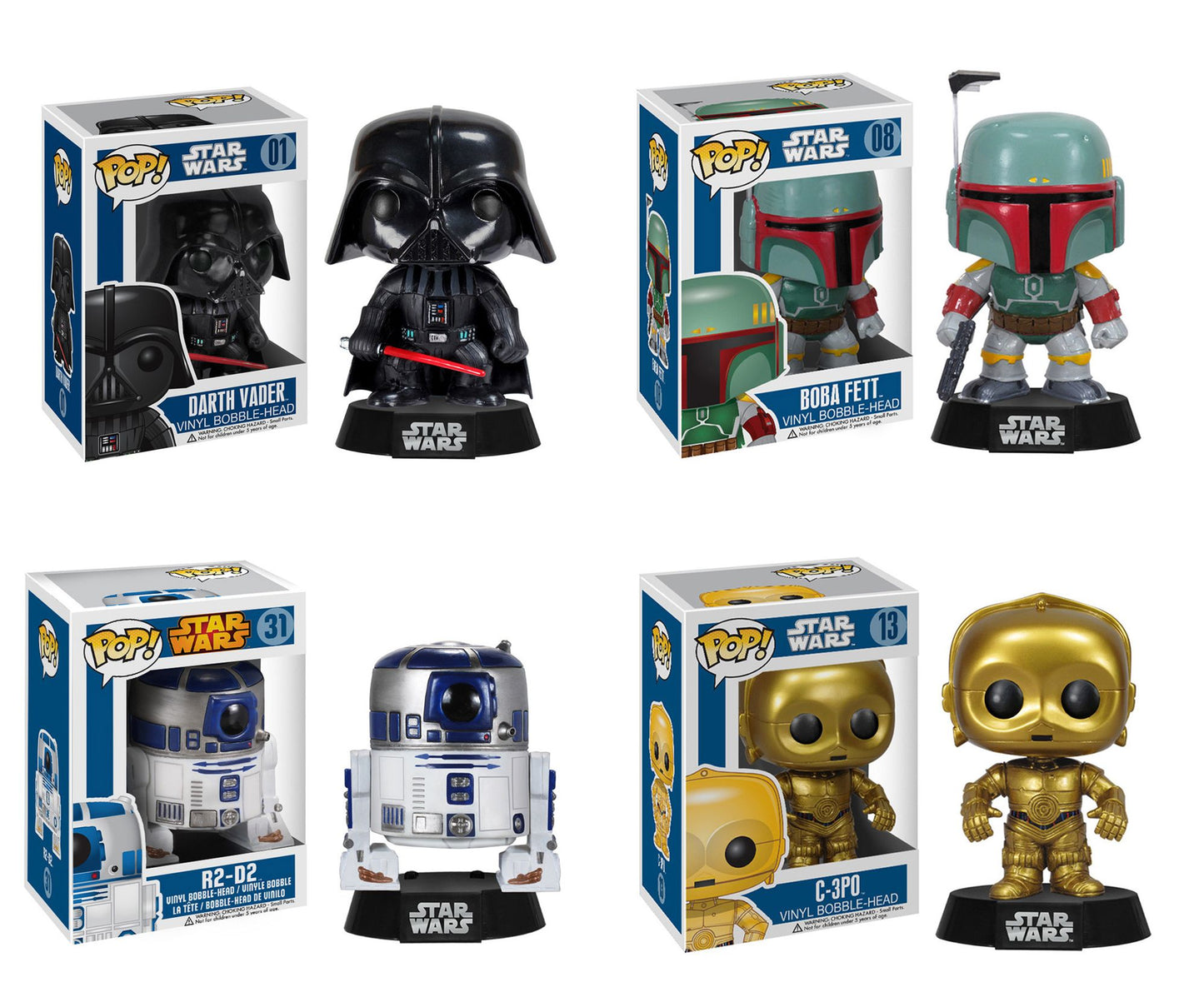 Funko Star Wars POP! Vinyl Collectors Set: Darth Vader, Boba Fett, R2-D2, C-3PO