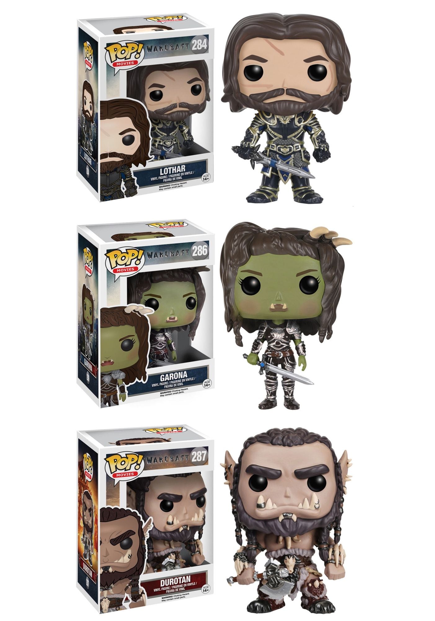 Funko Warcraft: POP! Movies Collectors Set; Lothar, Garona & Durotan