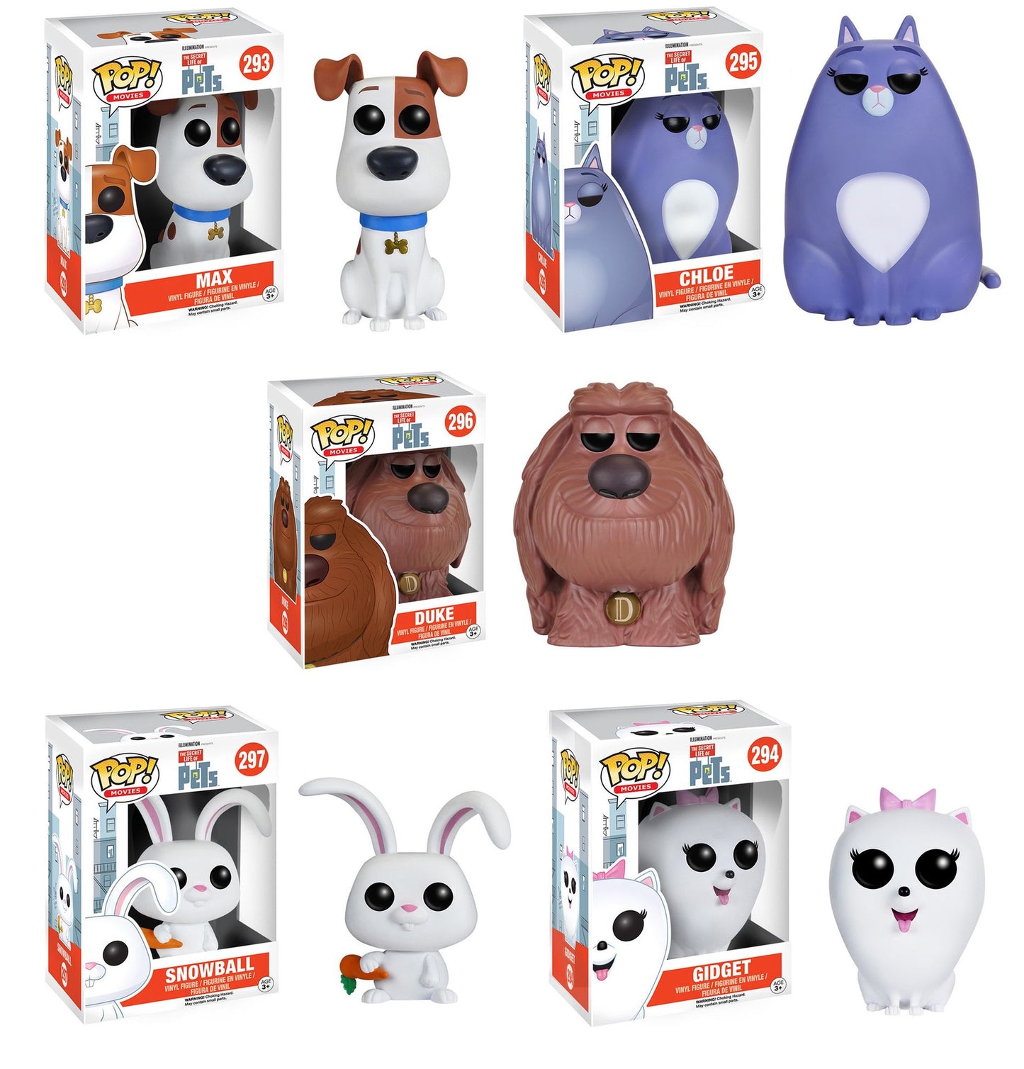 Funko The Secret Life of Pets: POP! Movie Collectors Set; Max, Chloe, Duke, Snowball & Gidget