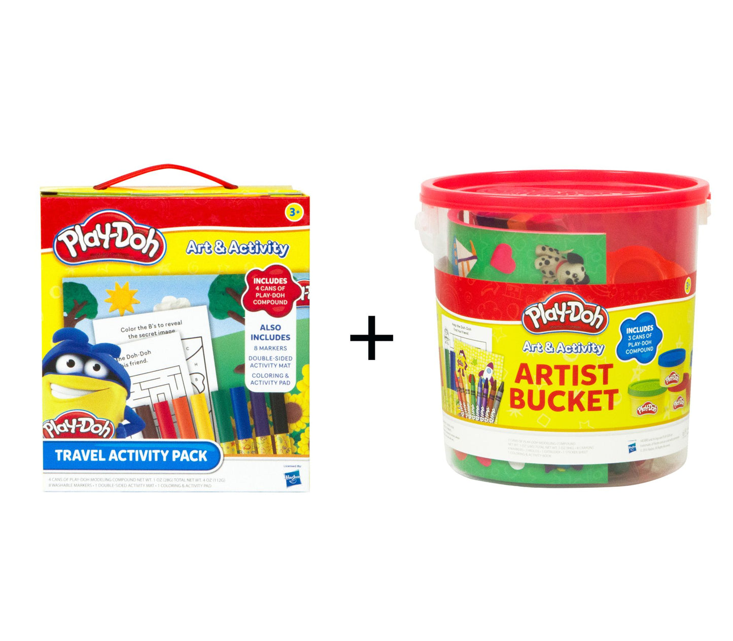 Play-Doh Travel Activity Pack & Play-Doh Large Activity Bucket - Combo Set