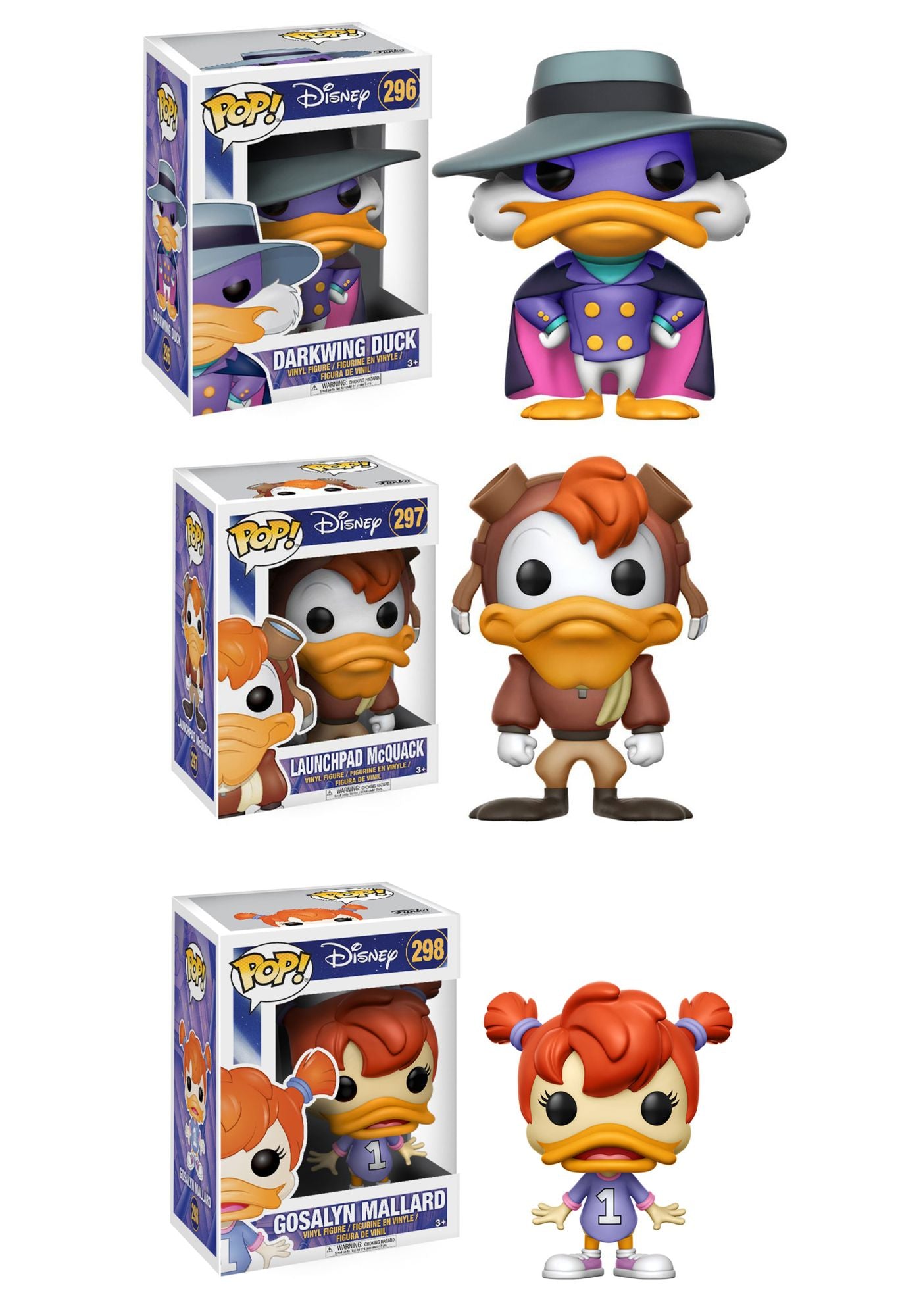 Funko POP! DisneyDarkwing Duck Collectors Set; Darkwing Duck, Launchpad McQuack, Gosalyn Mallard