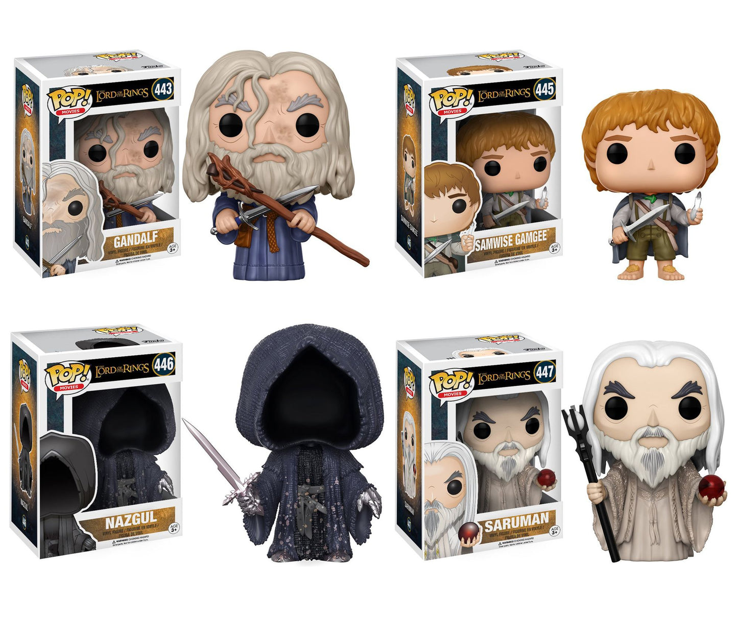 Funko POP! Movies Lord of the Rings Hobbit Collectors Set; Gandalf, Samwise Gamgee, Nazgul, Saruman
