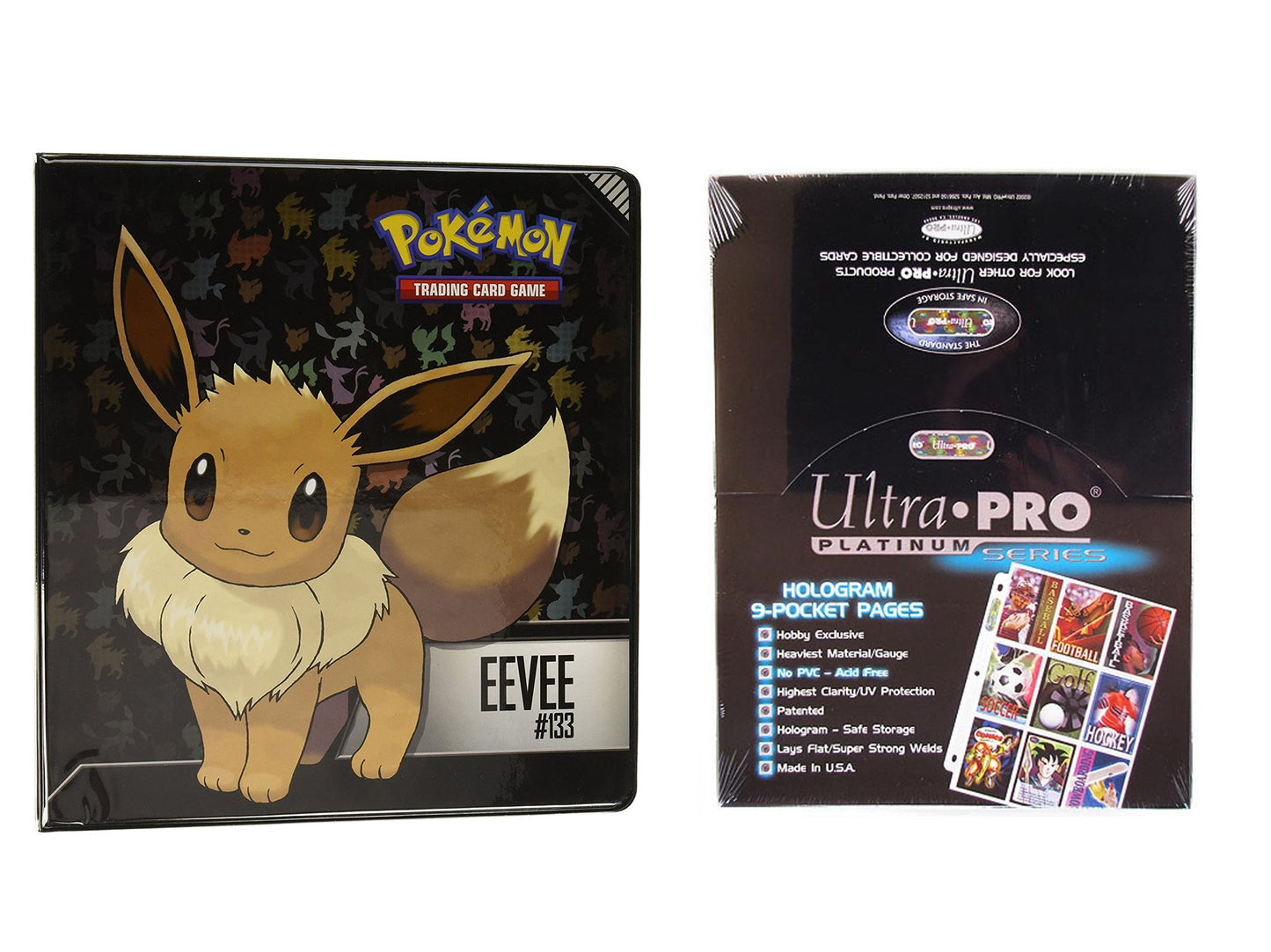 Ultra Pro Pok¿mon Eevee 2" 3-Ring Binder Card Album with 100 Ultra Pro Platinum 9-Pocket Sheets