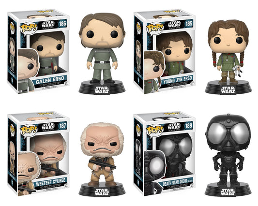 Funko POP! Star Wars Rouge One W2 Collectors Set: Galen Erso, Young Jyn Erso, Weeteef Cyubee, Death Star Droid