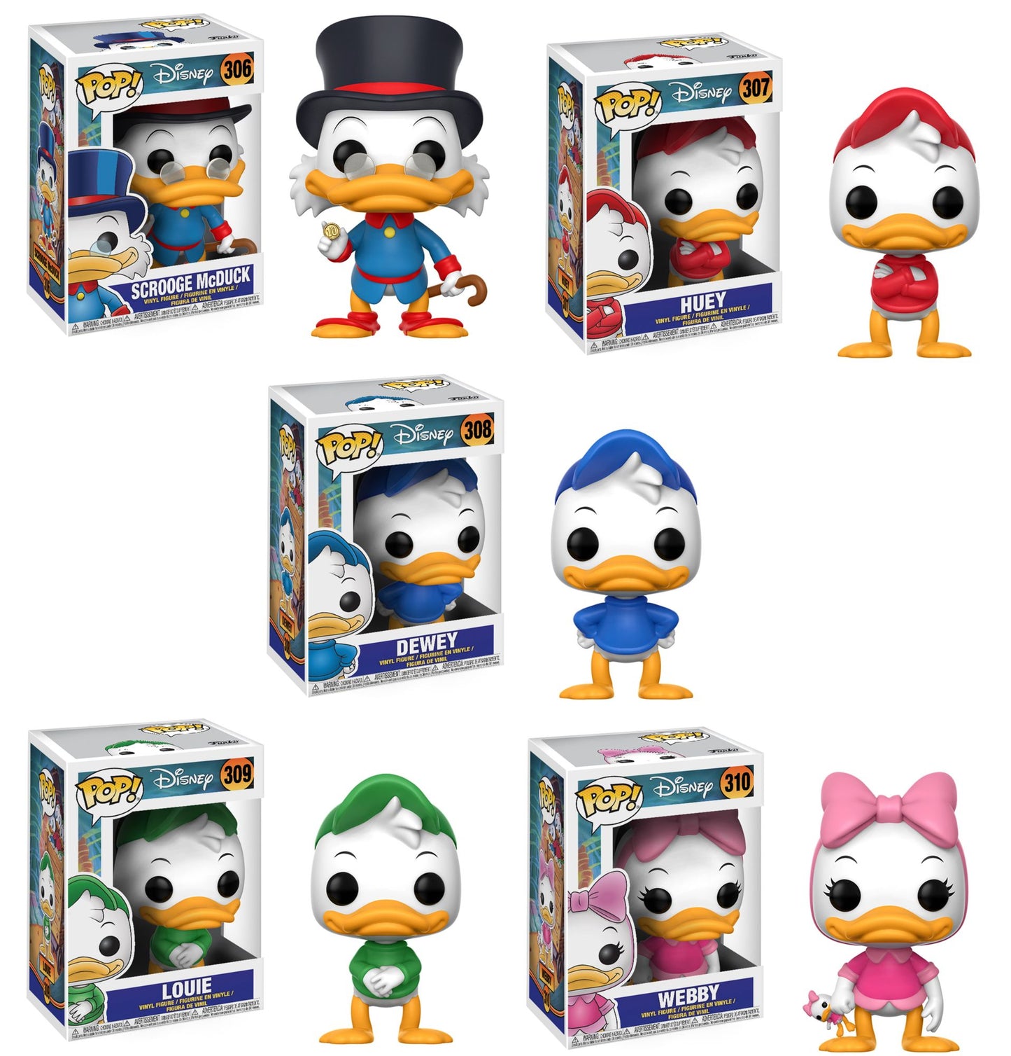 Funko POP! Disney DuckTales Collectors Set; Scrooge McDuck, Huey, Dewey, Louie, Webby