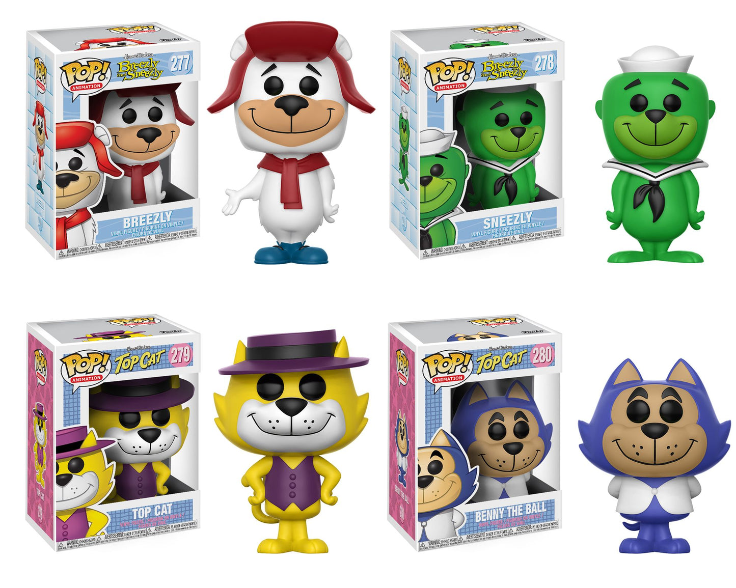 Funko POP! Animation Hanna Barbera Collectors Set; Breezly, Sneezly, Top Cat, Benny the Ball