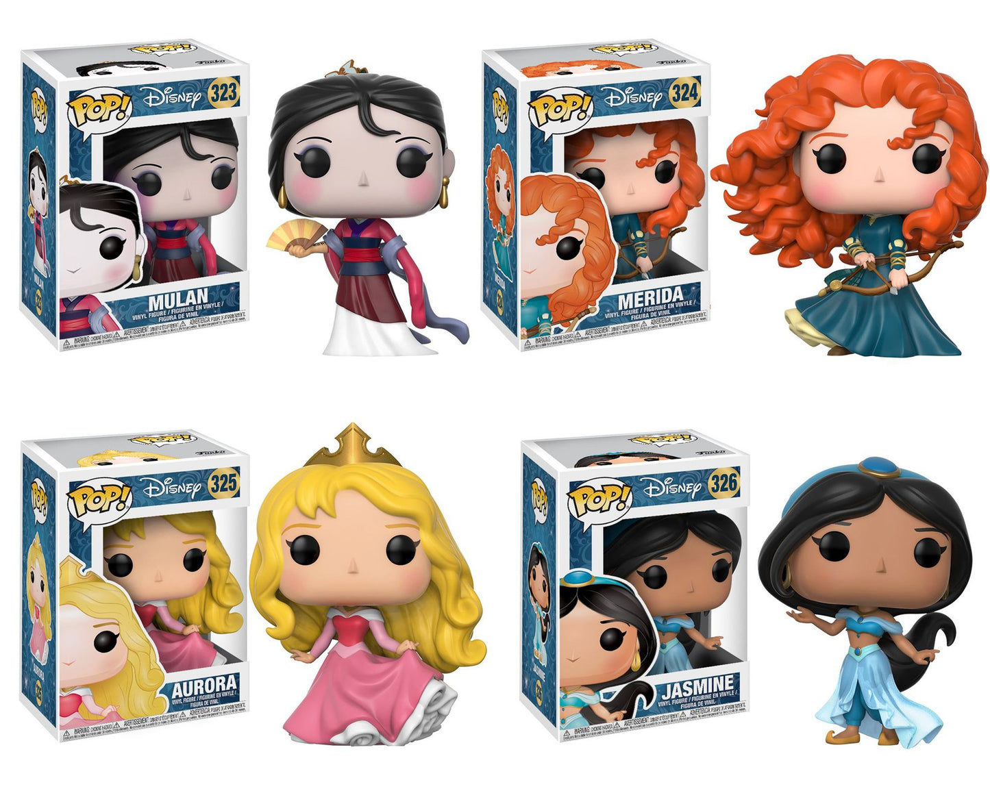 Funko POP! Disney Princess Collectors Set 2; Mulan, Merida, Aurora, Jasmine