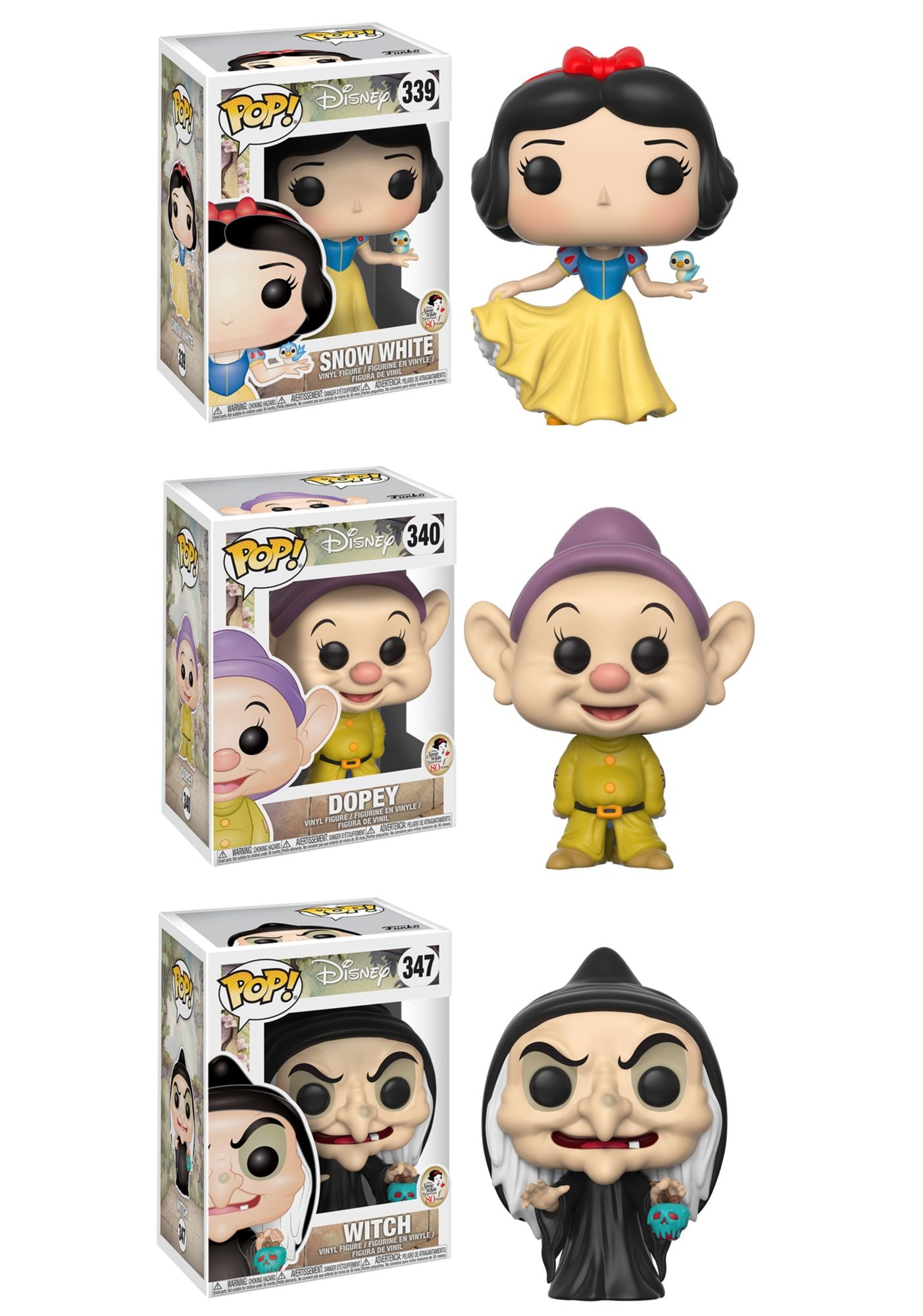 Funko POP! Disney Snow White Collectors Set; Snow White, Dopey, Witch
