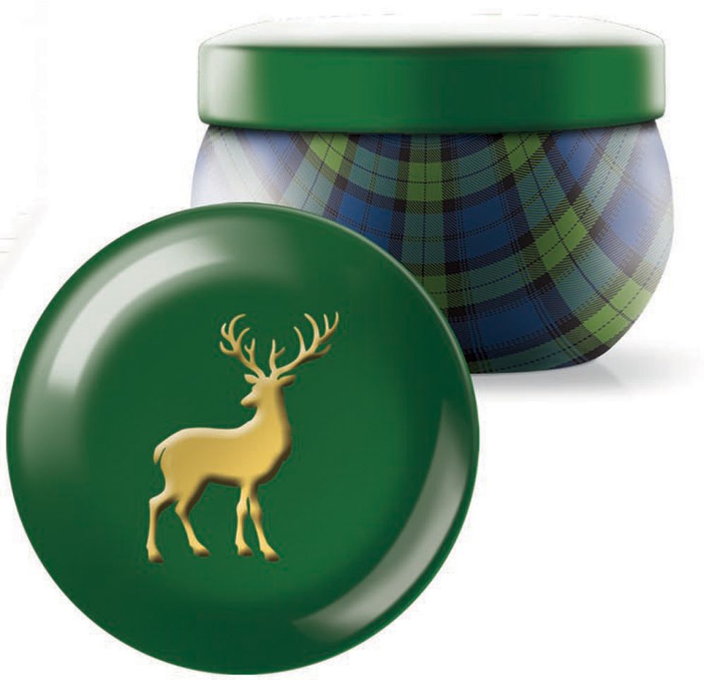 Small Stag Icon and Plaid Candle Tin 2.5oz