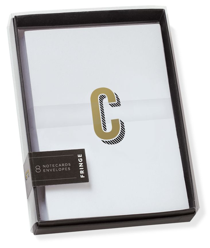 Gold Foil Initial C Boxed Note Cards - Set of 8