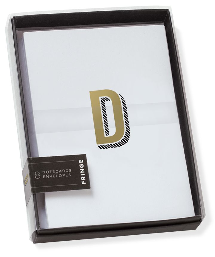 Gold Foil Initial D Boxed Note Cards - Set of 8