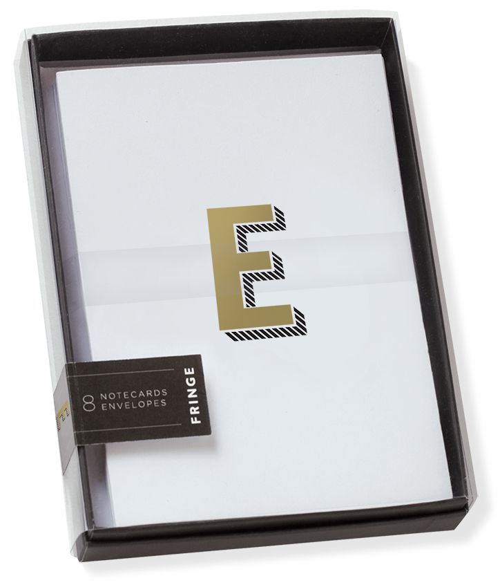 Gold Foil Initial E Boxed Note Cards - Set of 8