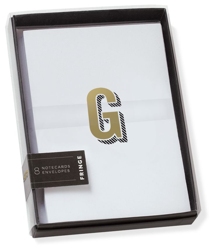 Gold Foil Initial G Boxed Note Cards - Set of 8