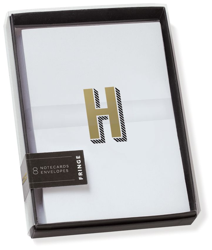 Gold Foil Initial H Boxed Note Cards - Set of 8