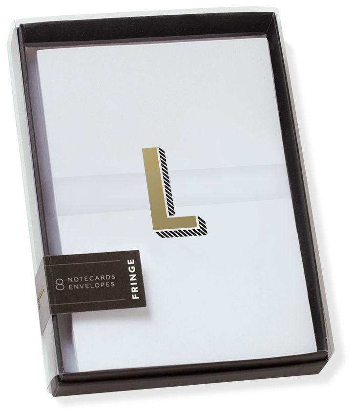 Gold Foil Initial L Boxed Note Cards - Set of 8
