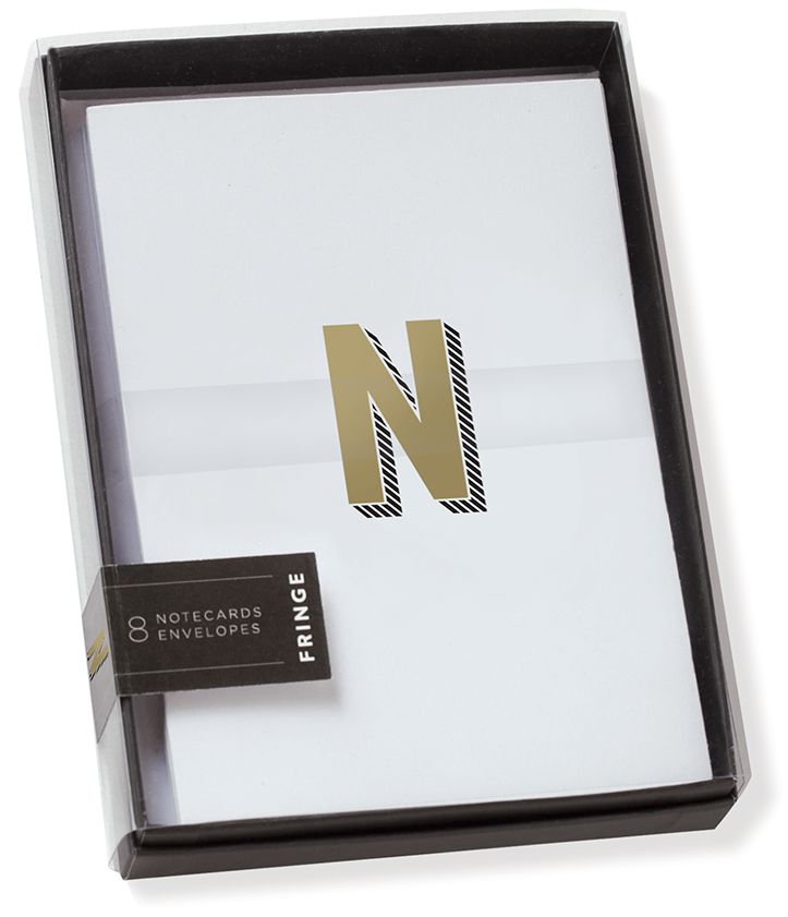 Gold Foil Initial N Boxed Note Cards - Set of 8