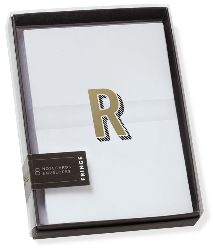 Gold Foil Initial R Boxed Note Cards - Set of 8