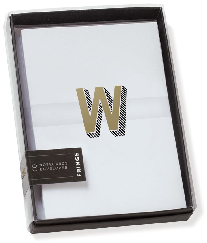 Gold Foil Initial W Boxed Note Cards - Set of 8