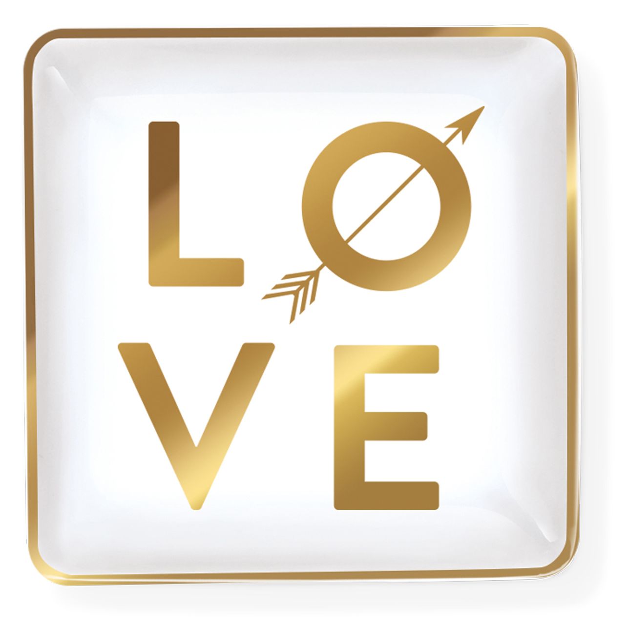 Love Gold Foil Small Porcelain Tray (4''x4'')