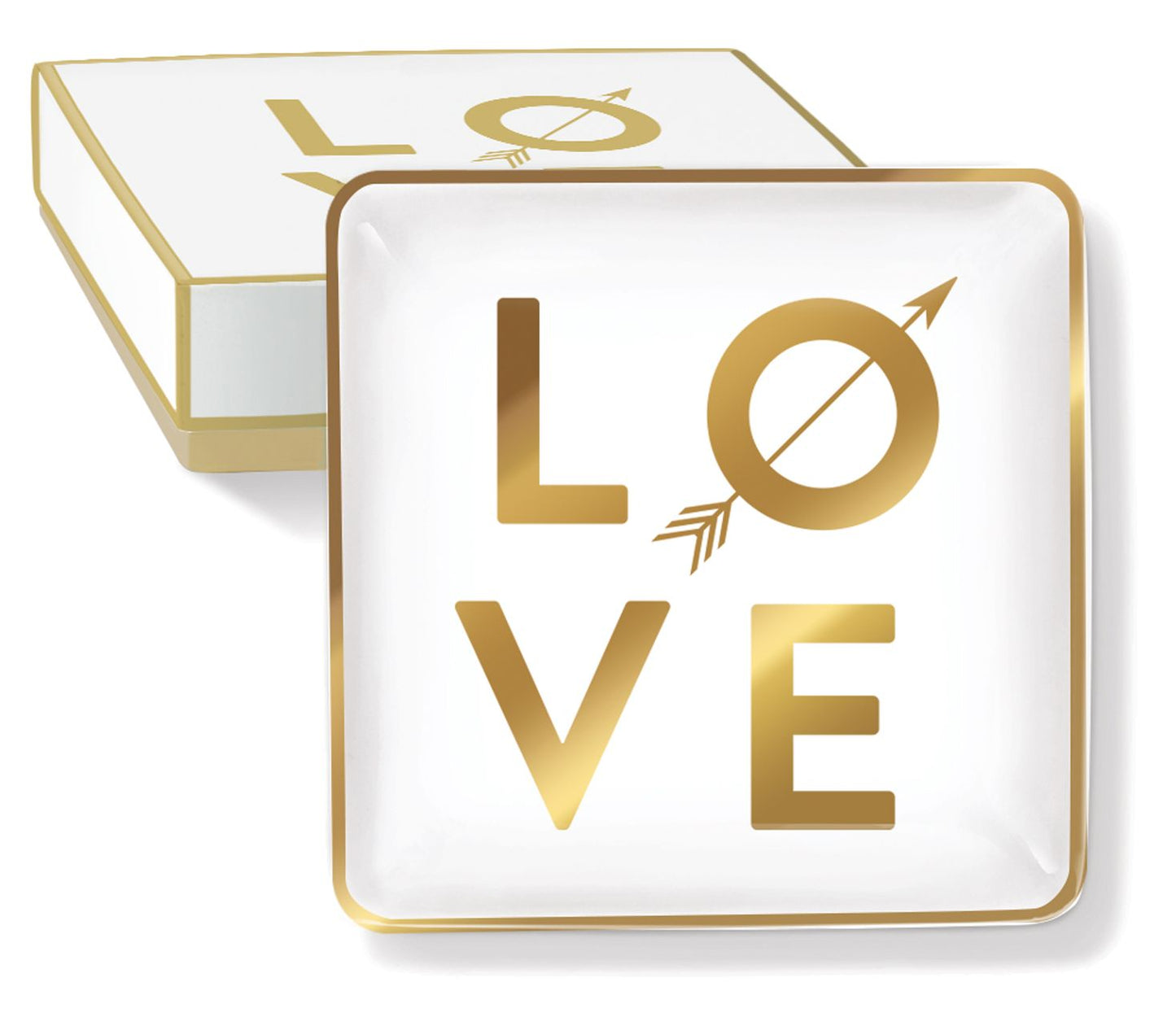 Love Gold Foil Small Porcelain Tray (4''x4'')