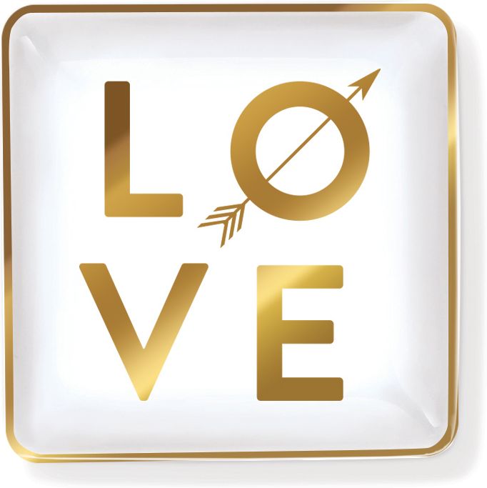 Love Gold Foil Small Porcelain Tray (4''x4'')