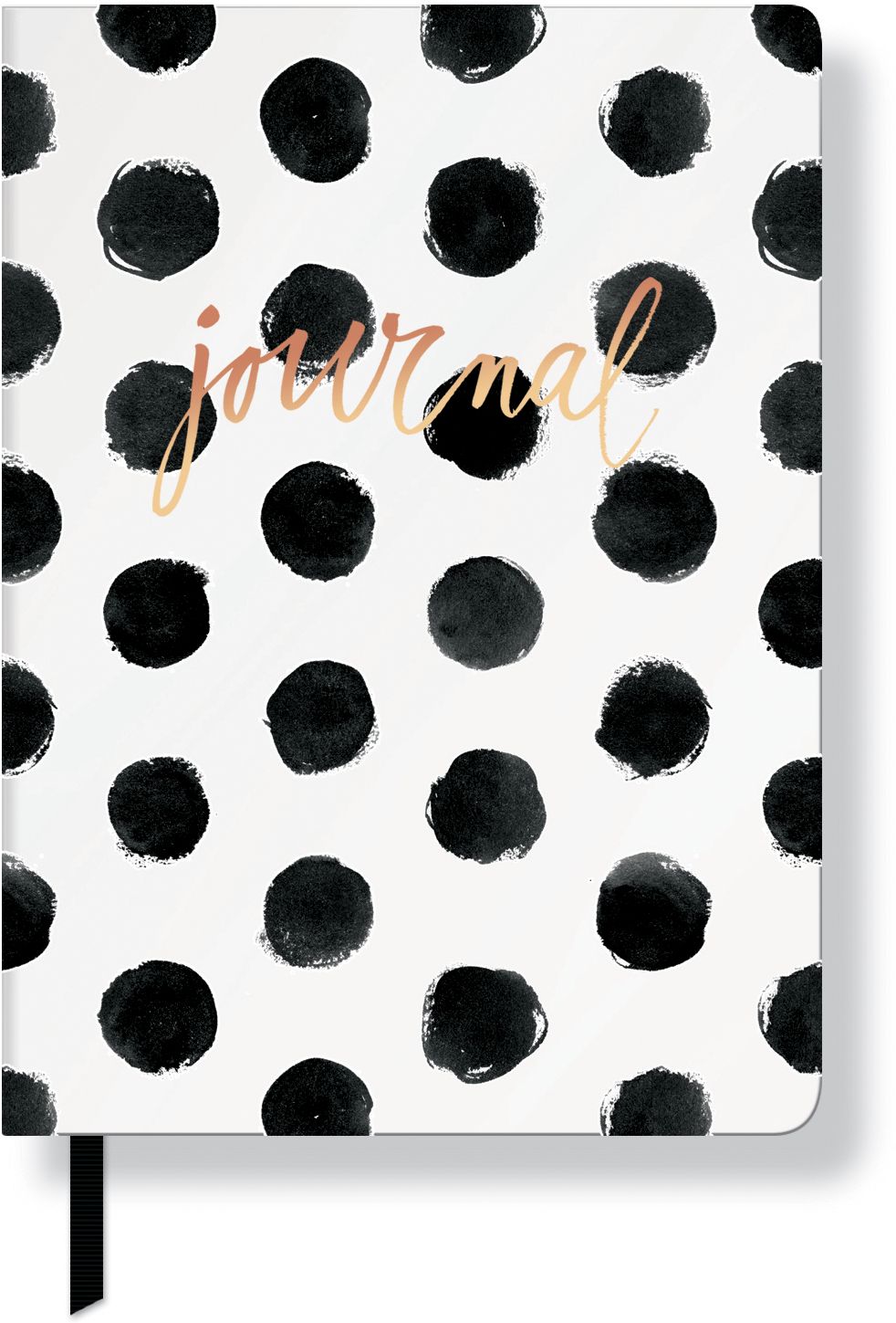 Brush Black Dots Paperback Lined Journal 6'' x 8.25''