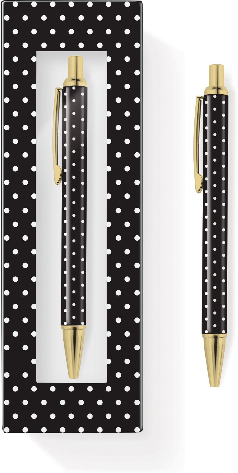 Black & White Dot Boxed Ballpoint Pen