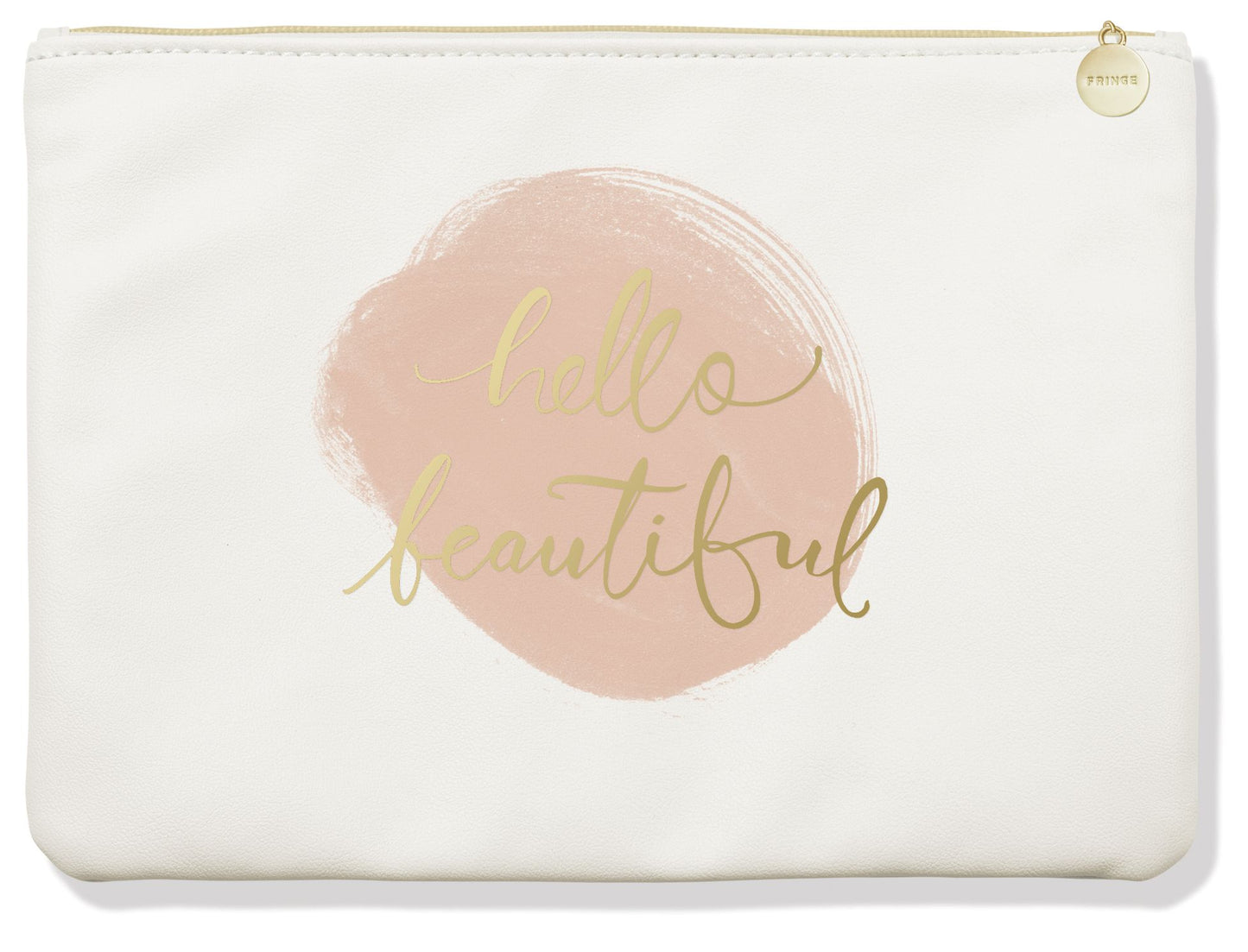 Hello Beautiful Faux Leather Large Pouch