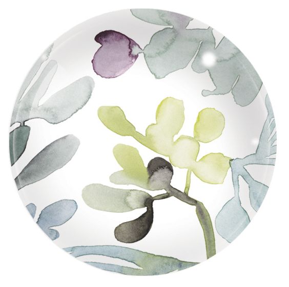 Watercolor Leaves Dome Glass Paperweight