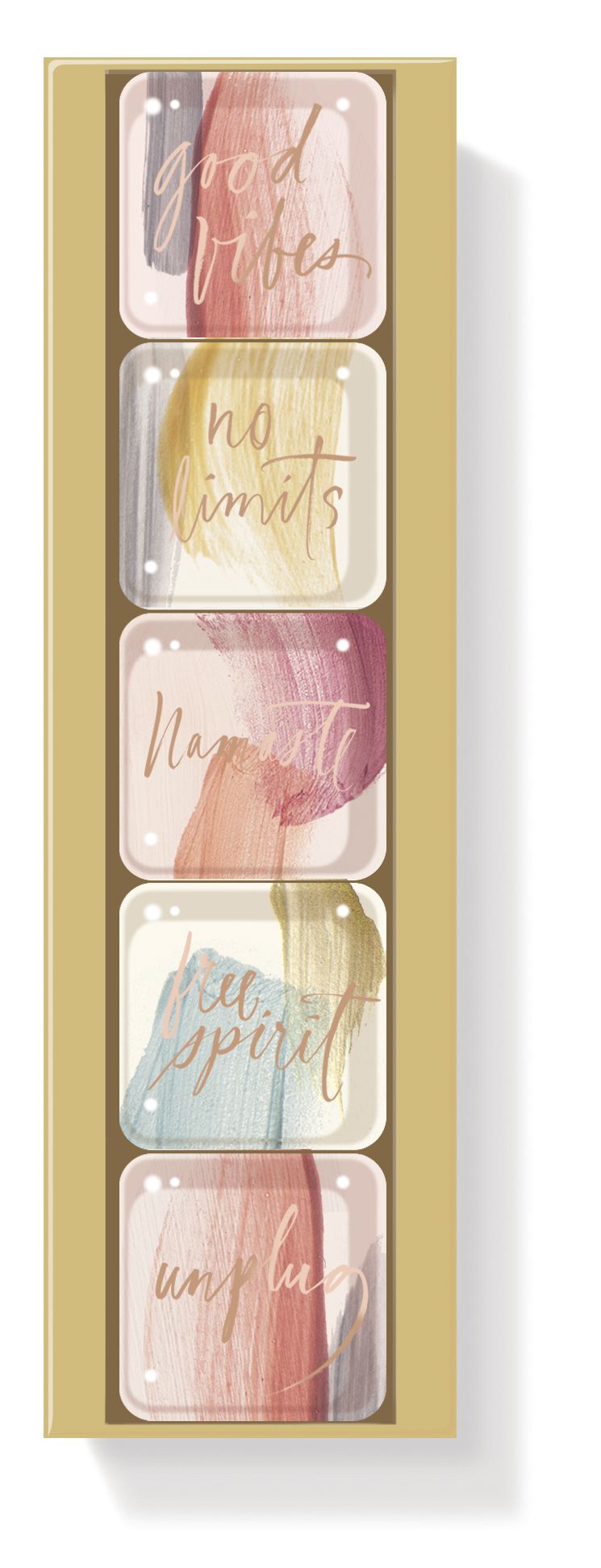 Namaste Brush Square Magnets Set of 5