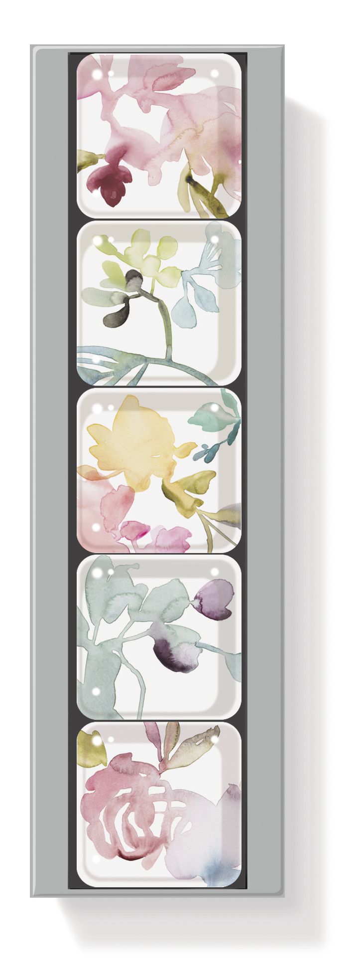 Watercolor Floral Square Magnets Set of 5