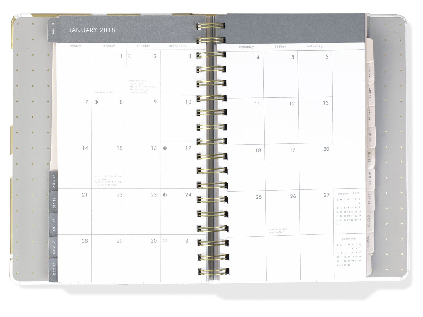 2018 Gold Brush 17-month Planner