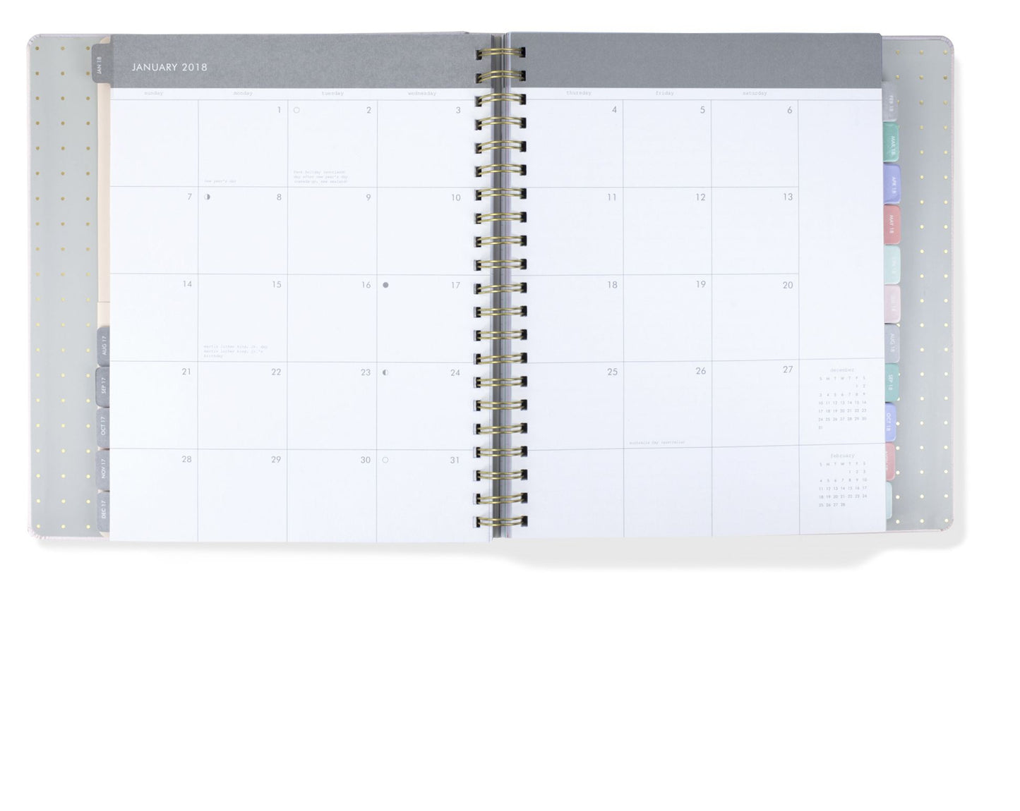 2018 Pastel Saturday Sunday 17-month Jumbo Planner