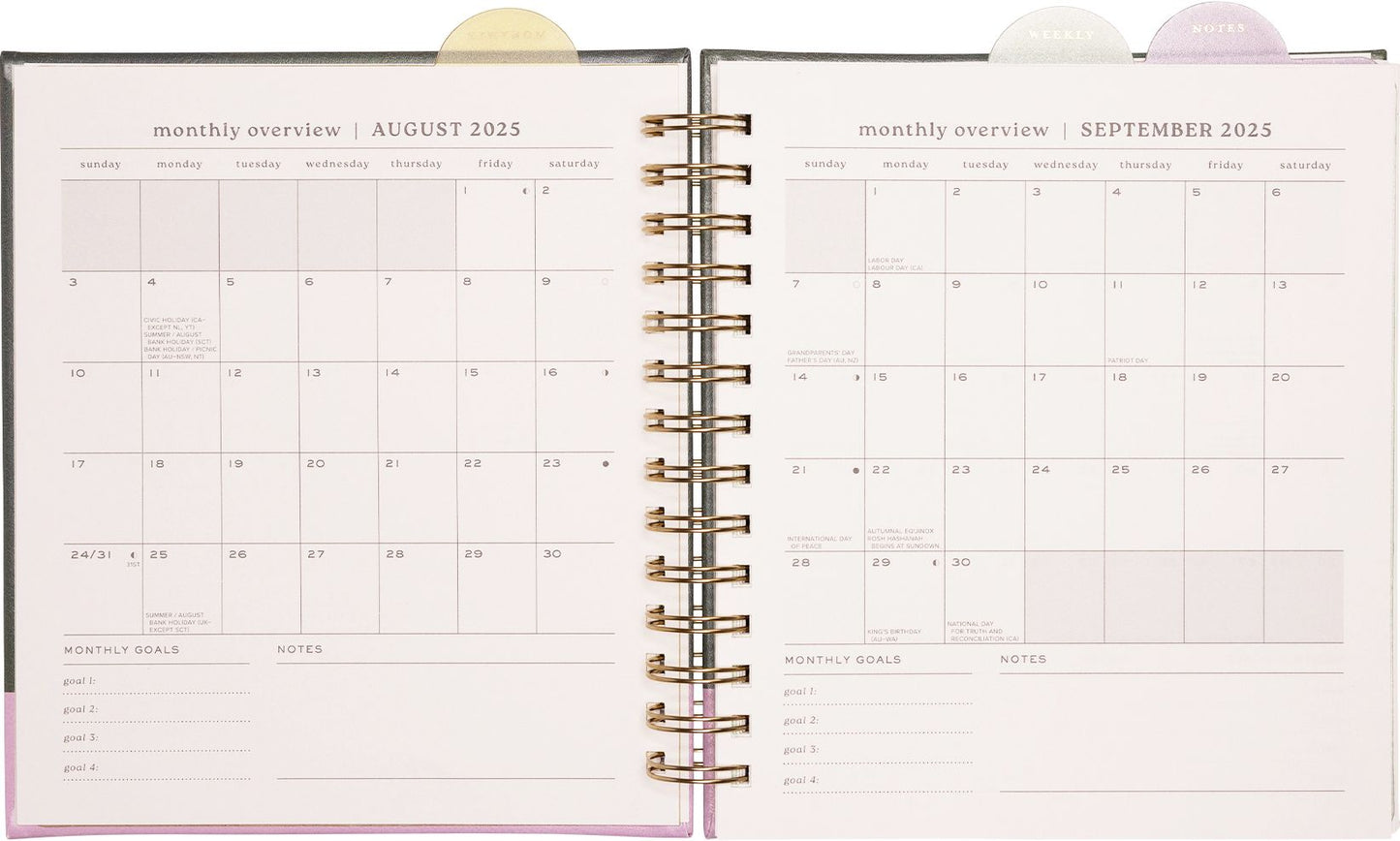 2025-2026 Green Color Block Weekly Desk Planner