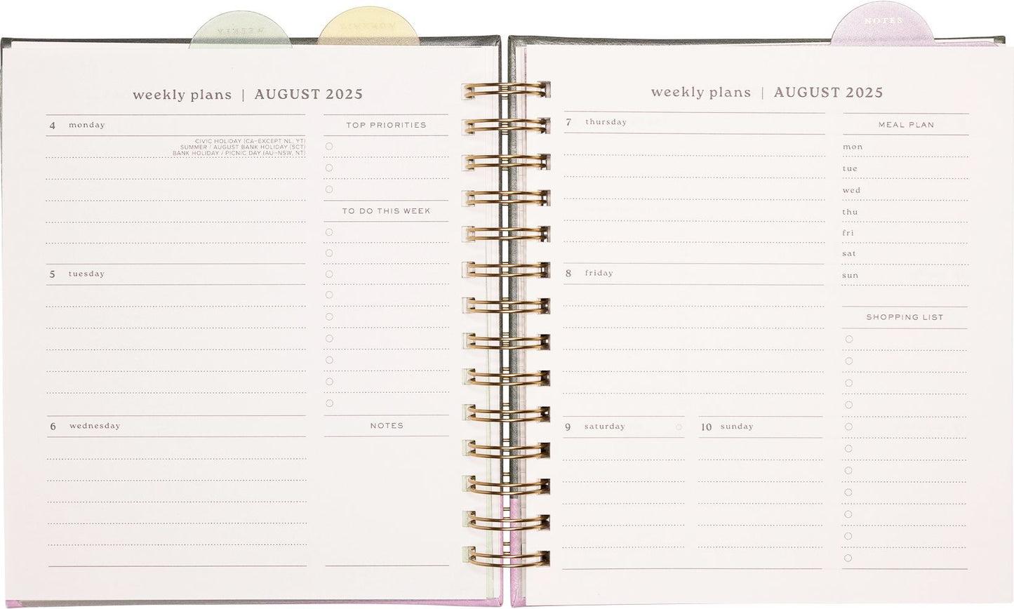 2025-2026 Green Color Block Weekly Desk Planner