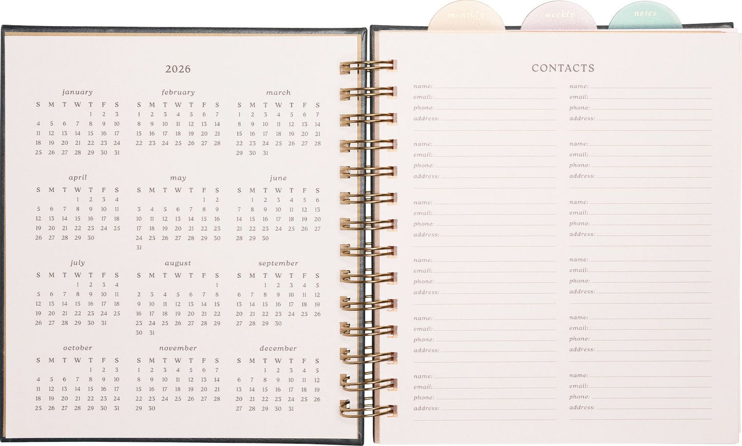 2025-2026 JT Garden Flowers Weekly Desk Planner