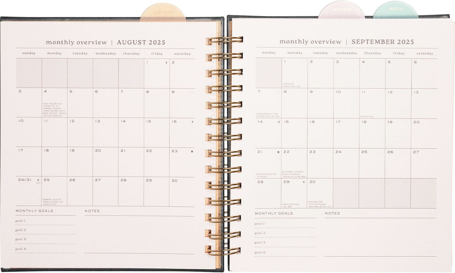 2025-2026 JT Garden Flowers Weekly Desk Planner