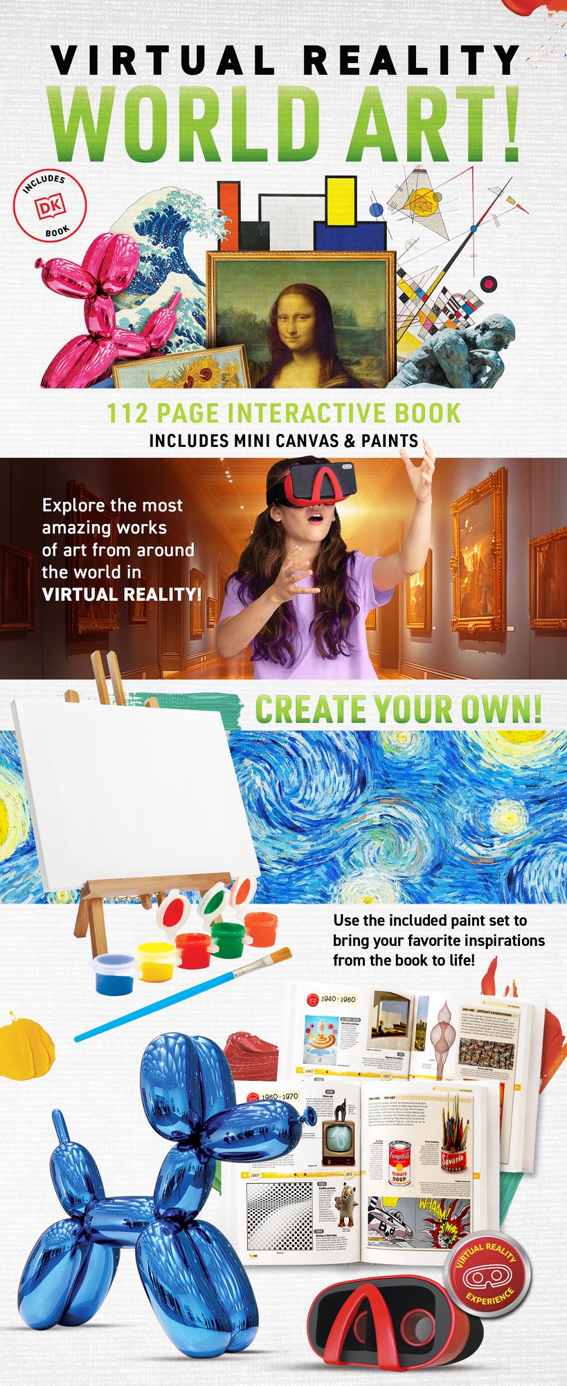 Virtual Reality World Art Kit included a DK Book, VR Goggles, Mini canvas and paints